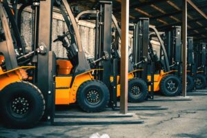 Forklift in rows