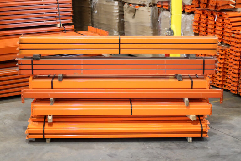 Orange racks in the warehouse