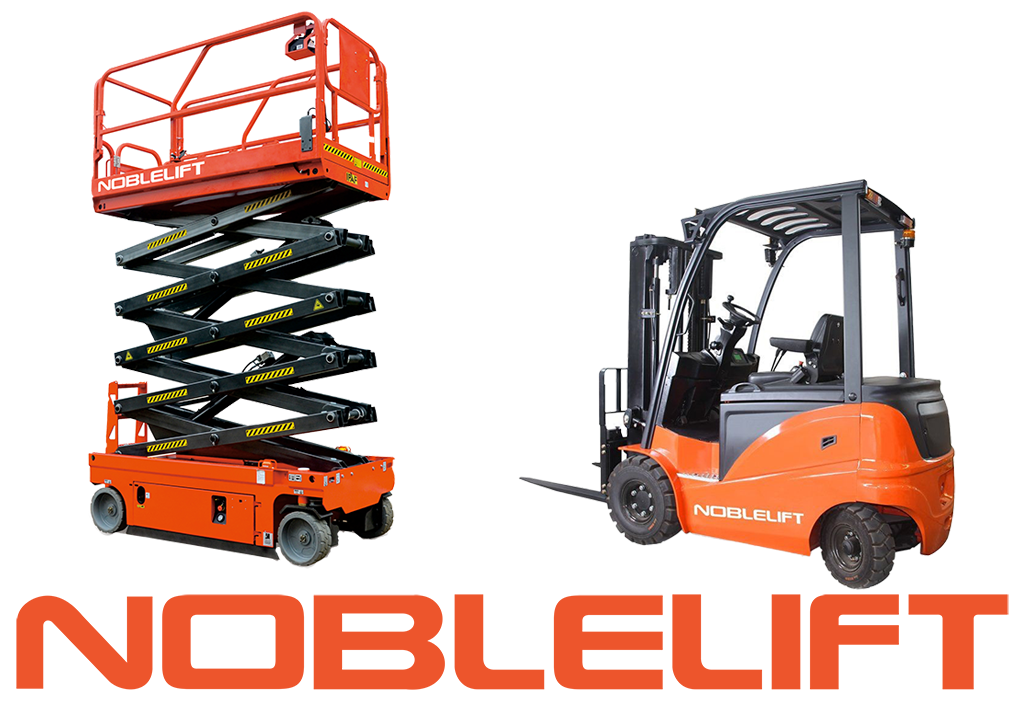 Noblelift Scissor Lift and Forklift, available new or used at Coastal Forklift and Racking
