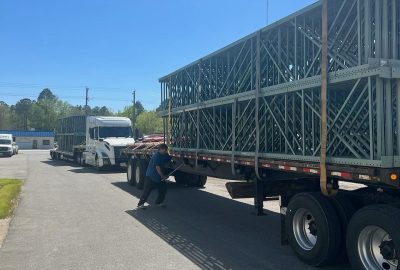 flat bed truck loaded for delivery