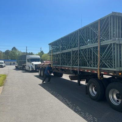 flat bed truck loaded for delivery