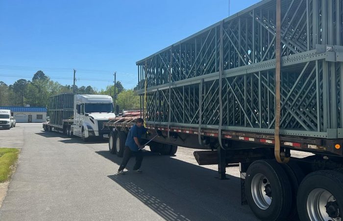 flat bed truck loaded for delivery