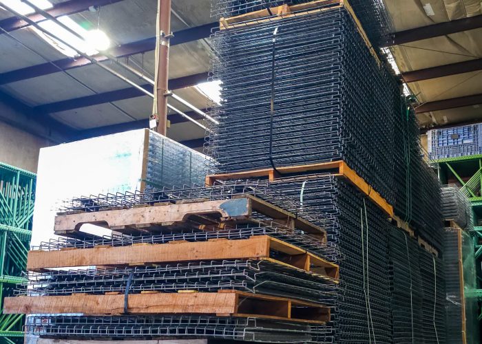new wire decks stacked with pallets